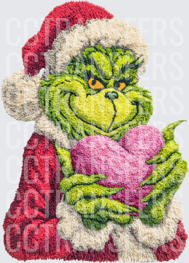 Fuzzy Tufted G-Man Santa Holding Pink Heart (DTF)