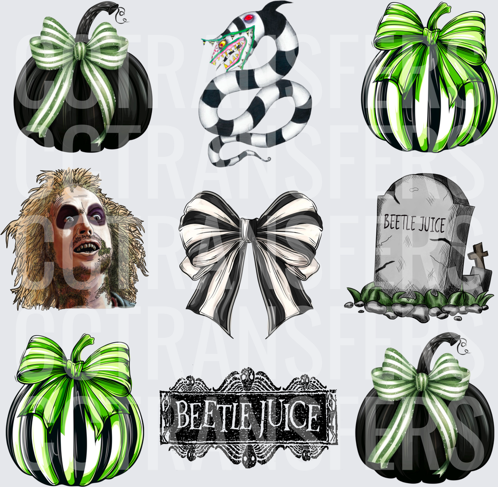 Spooky Ghost Man Pumpkins Bows Snake Graveyard Bundle (DTF)