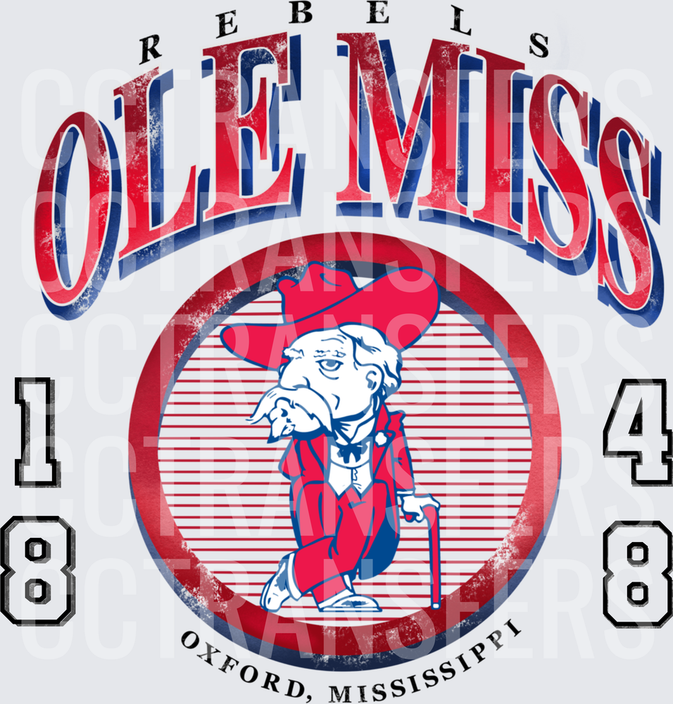 Rebels Ole Miss 1848 Oxford Mississippi Circle Logo (DTF)