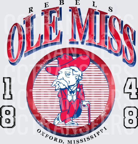 Rebels Ole Miss 1848 Oxford Mississippi Circle Logo (DTF)