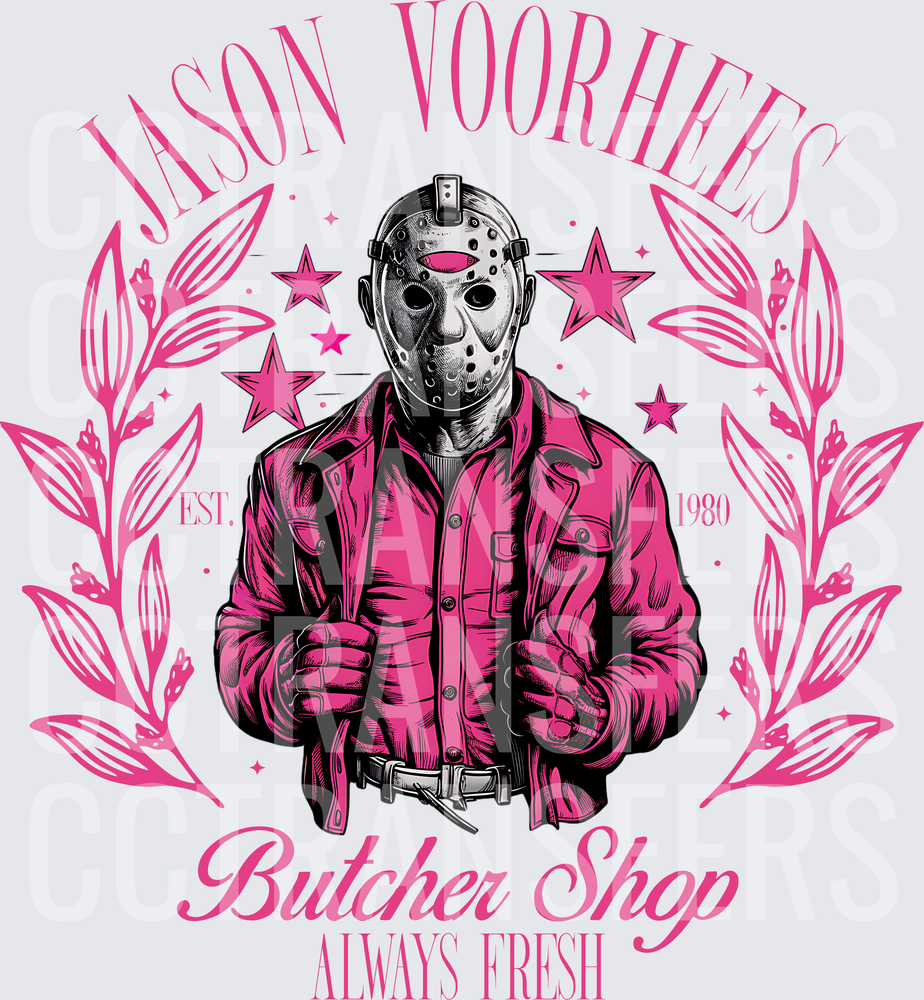 Jason Voorhees Butcher Shop Est 1980 Pink Horror (DTF)
