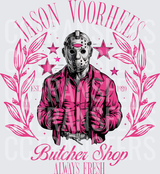 Jason Voorhees Butcher Shop Est 1980 Pink Horror (DTF)