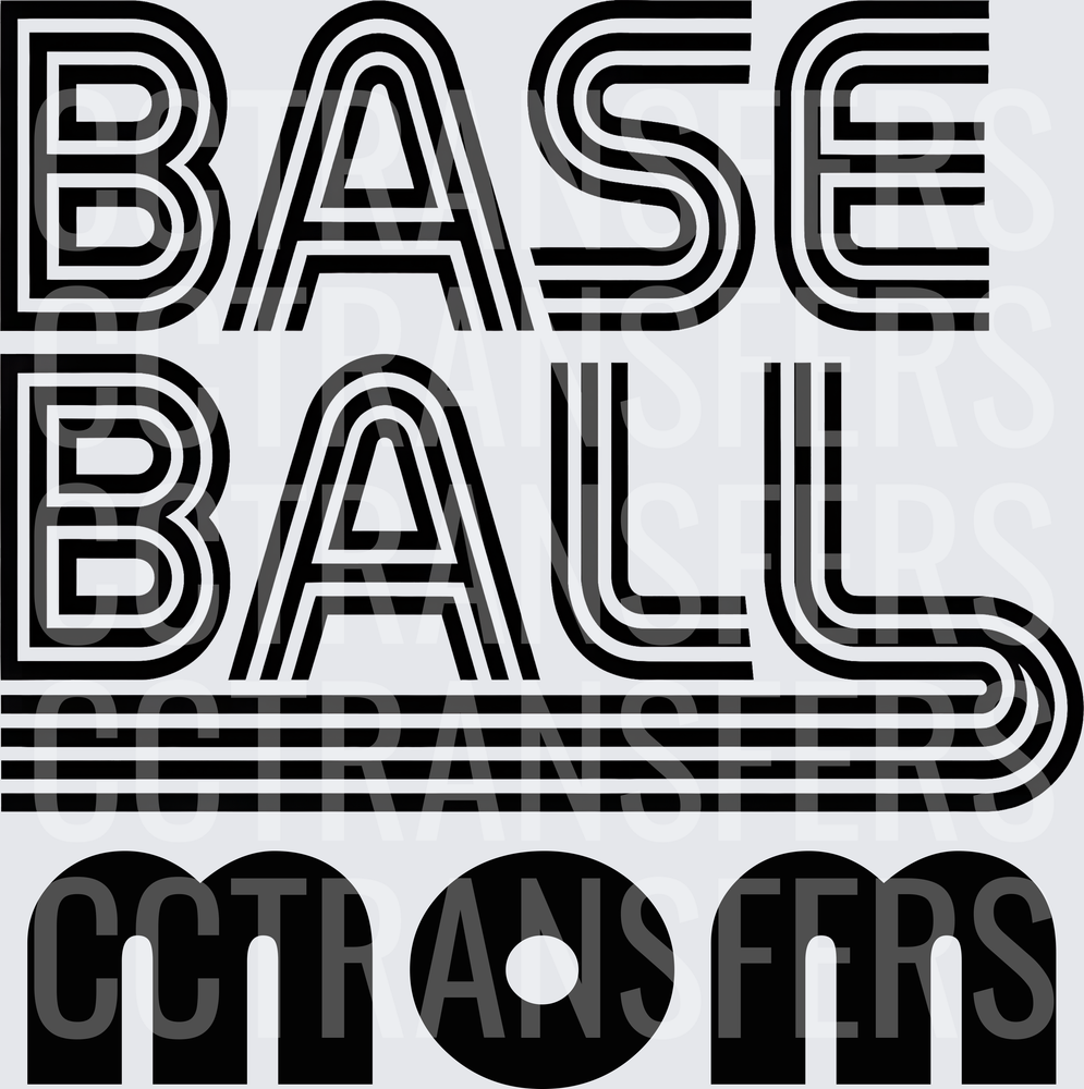 Baseball Mom Retro Stripe Bold Typography (DTF)