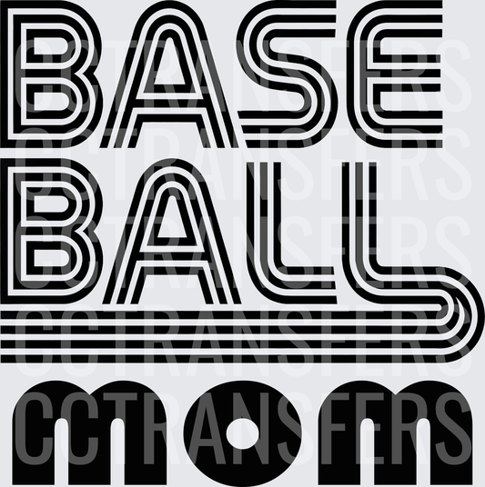 Baseball Mom Retro Stripe Bold Typography (DTF)