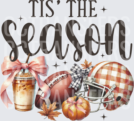 Tis The Season Fall Football Iced Coffee Pumpkin (DTF)