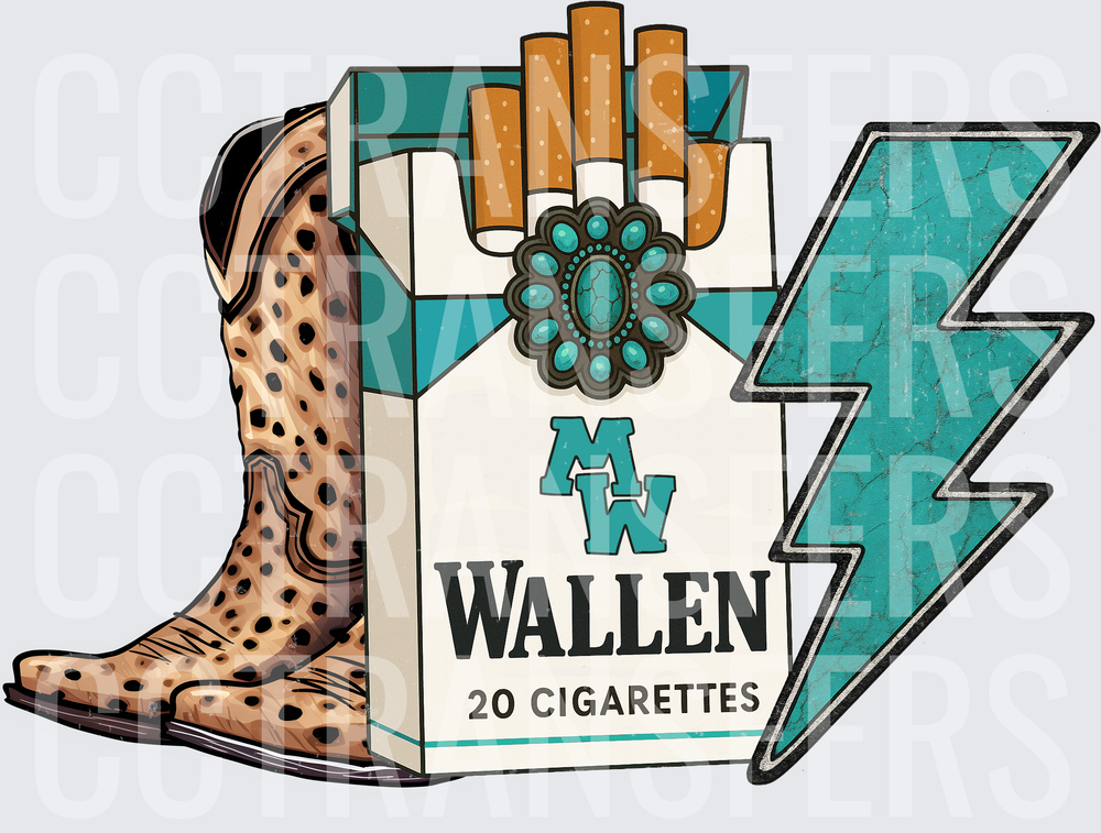 Wallen 20 Cigarettes Cowboy Boot Lightning Bolt (DTF)