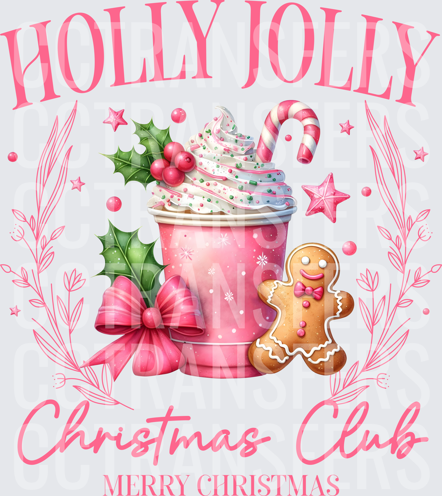 Holly Jolly Christmas Club Merry Christmas Pink Holiday Cup (DTF)