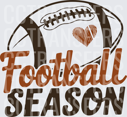 Football Season Heart Ball Script Graphic (DTF)