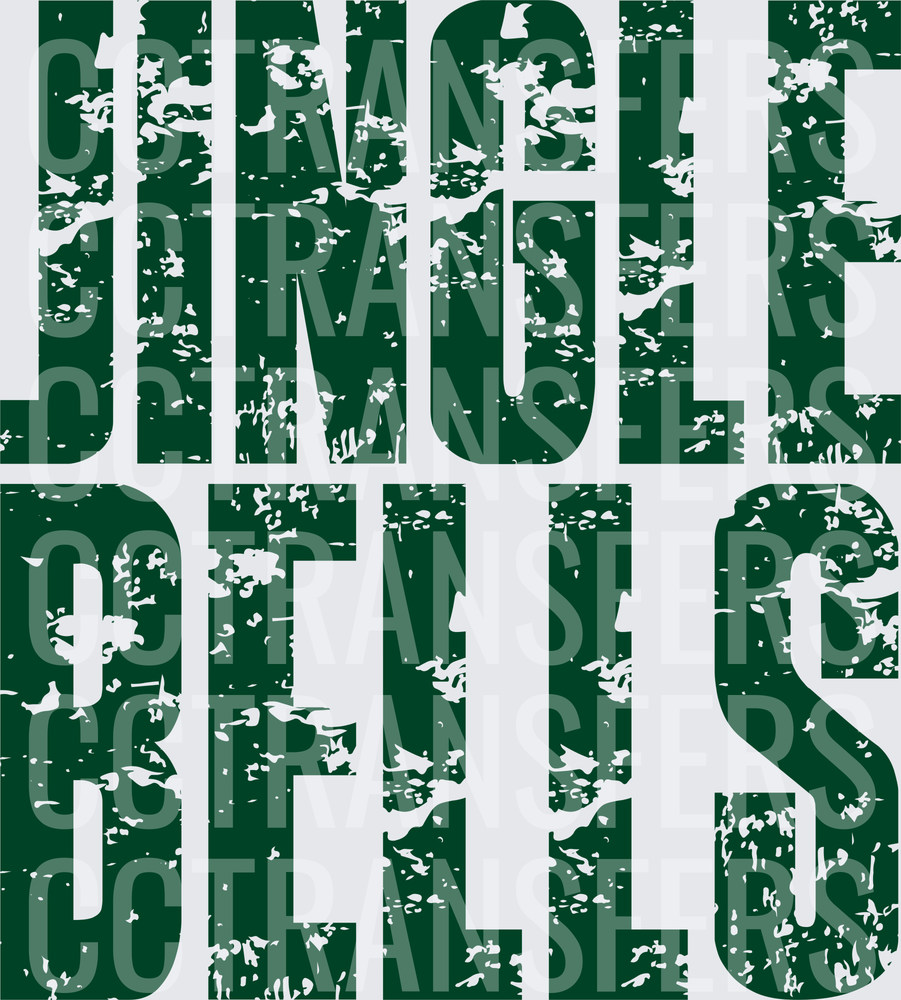 Jingle Bells Distressed Dark Green Bold Text (DTF)