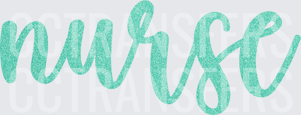 Teal Glitter Script Nurse Word Design (DTF)