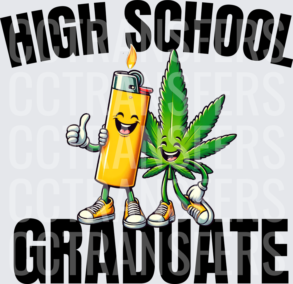 High School Graduate Funny Lighter Cannabis Leaf Duo (DTF)