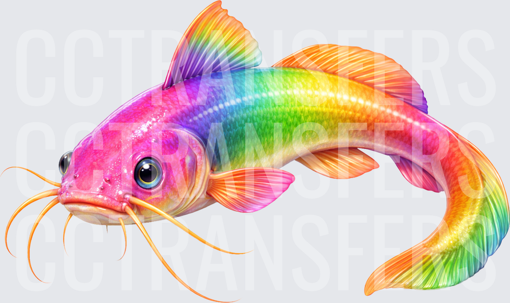 Rainbow Catfish Vibrant Colorful Whiskers Fish (DTF)