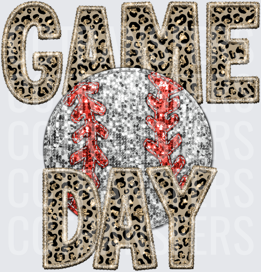 Game Day Leopard Print Sequin Baseball (DTF)
