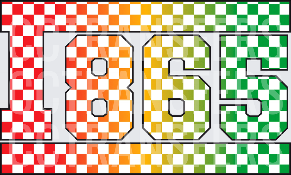 1865 Checkered Rainbow Gradient Bold Numbers (DTF)