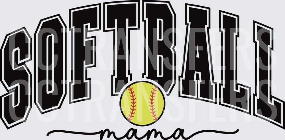 Softball Mama Arched Bold Letter Design with Ball (DTF)