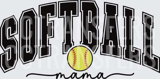 Softball Mama Arched Bold Letter Design with Ball (DTF)