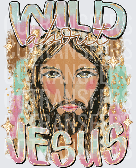 Wild About Jesus Illustrated Portrait Gold Glitter (DTF)