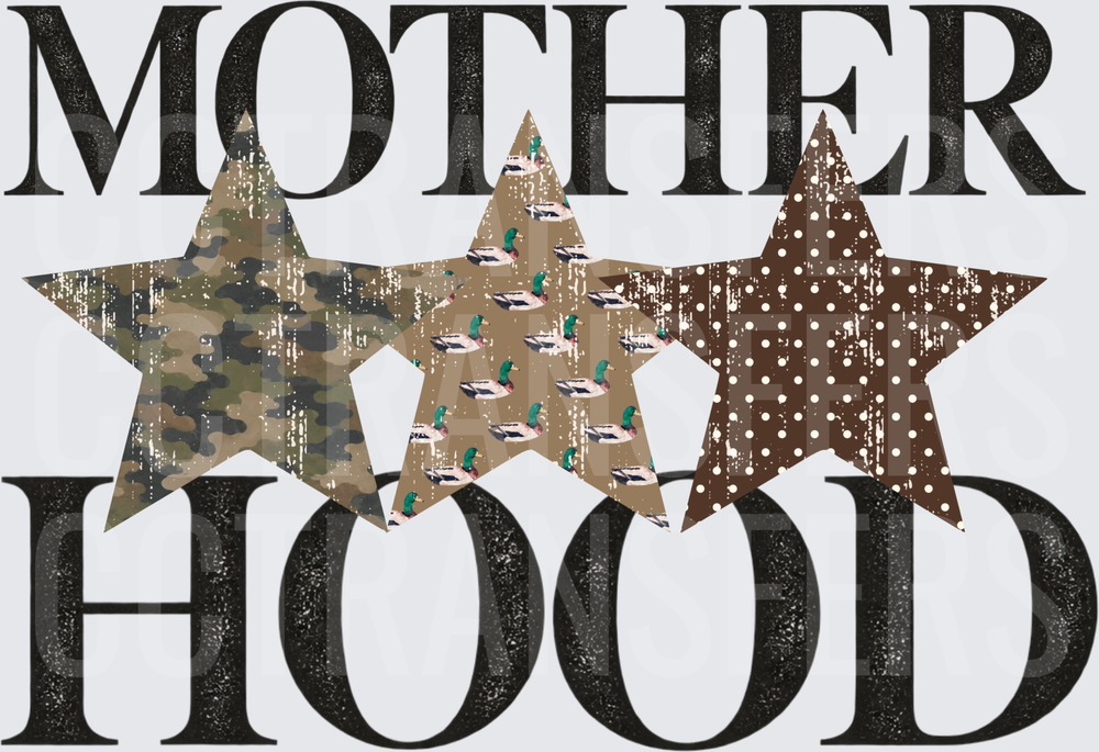 Motherhood Three Stars Camo Duck Polka Dot Distressed (DTF)