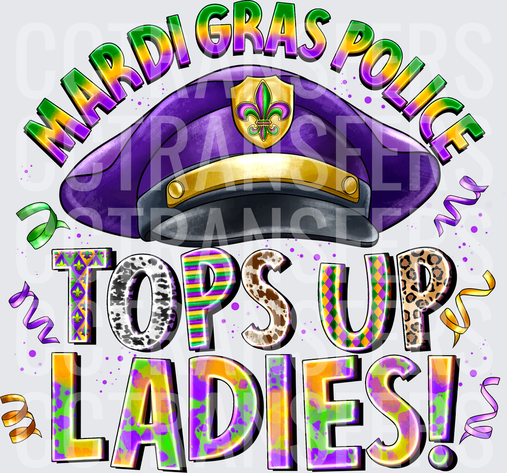 Mardi Gras Police Tops Up Ladies Purple Officer Hat (DTF)