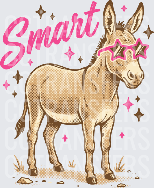 Smart Donkey With Pink Star Sunglasses Sparkles (DTF)