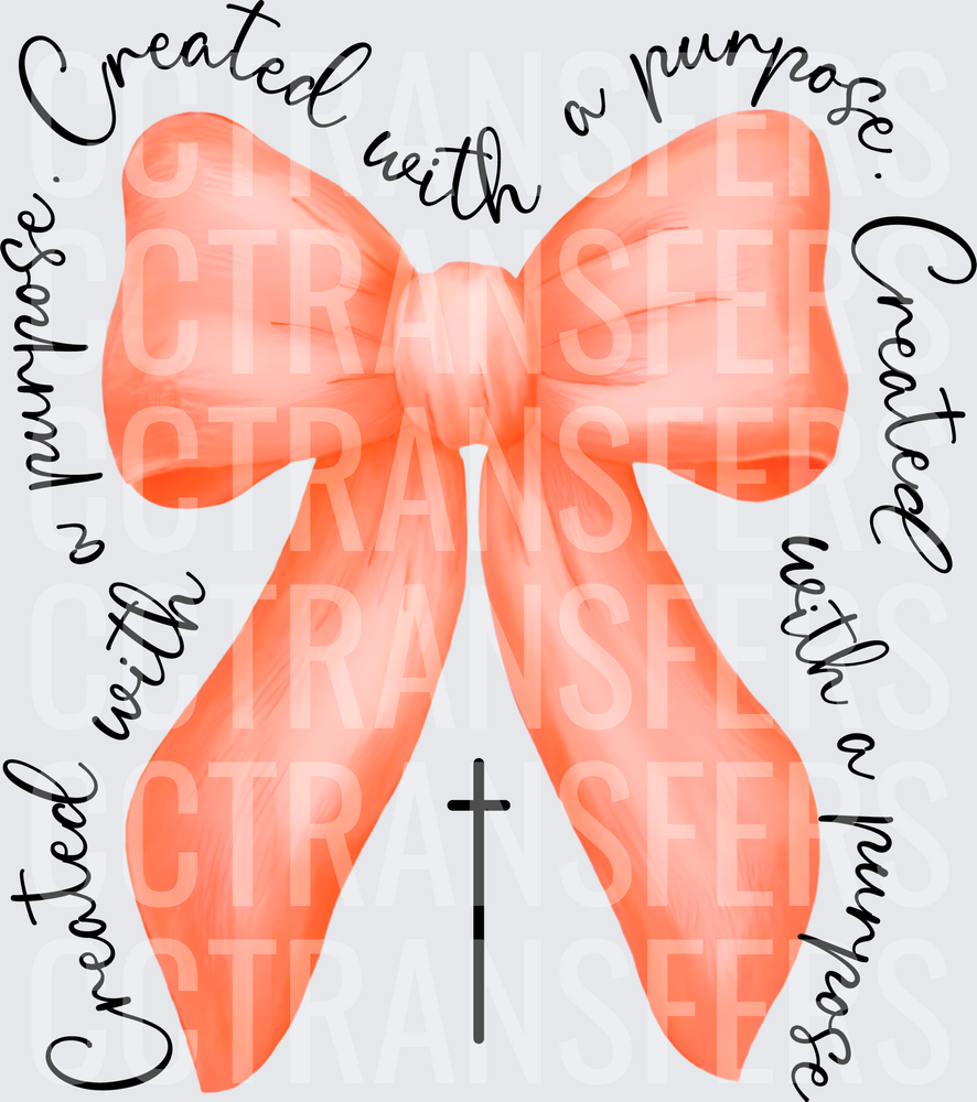 Created With A Purpose Peach Bow Cross (DTF)