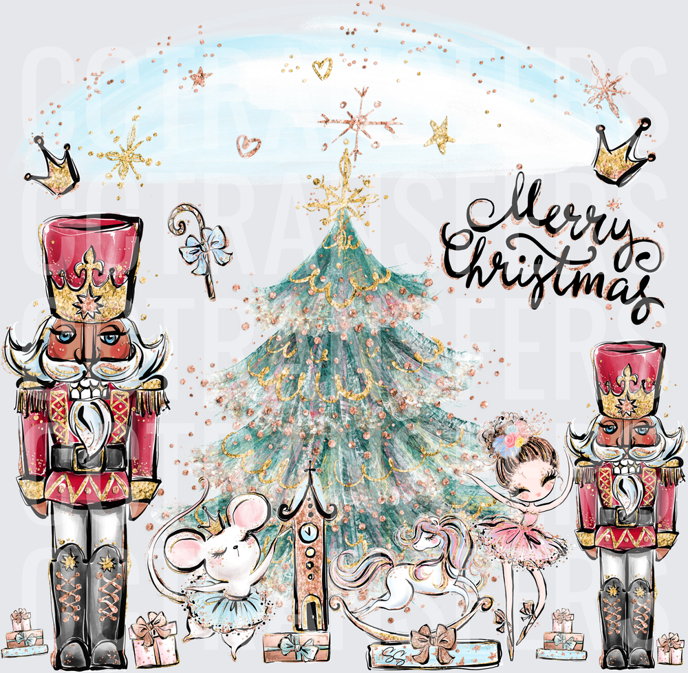 Merry Christmas Nutcracker Ballet Ballerina Holiday Scene (DTF)