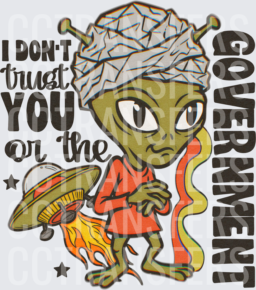 I Don't Trust You Or The Government Alien Tinfoil Hat DTF