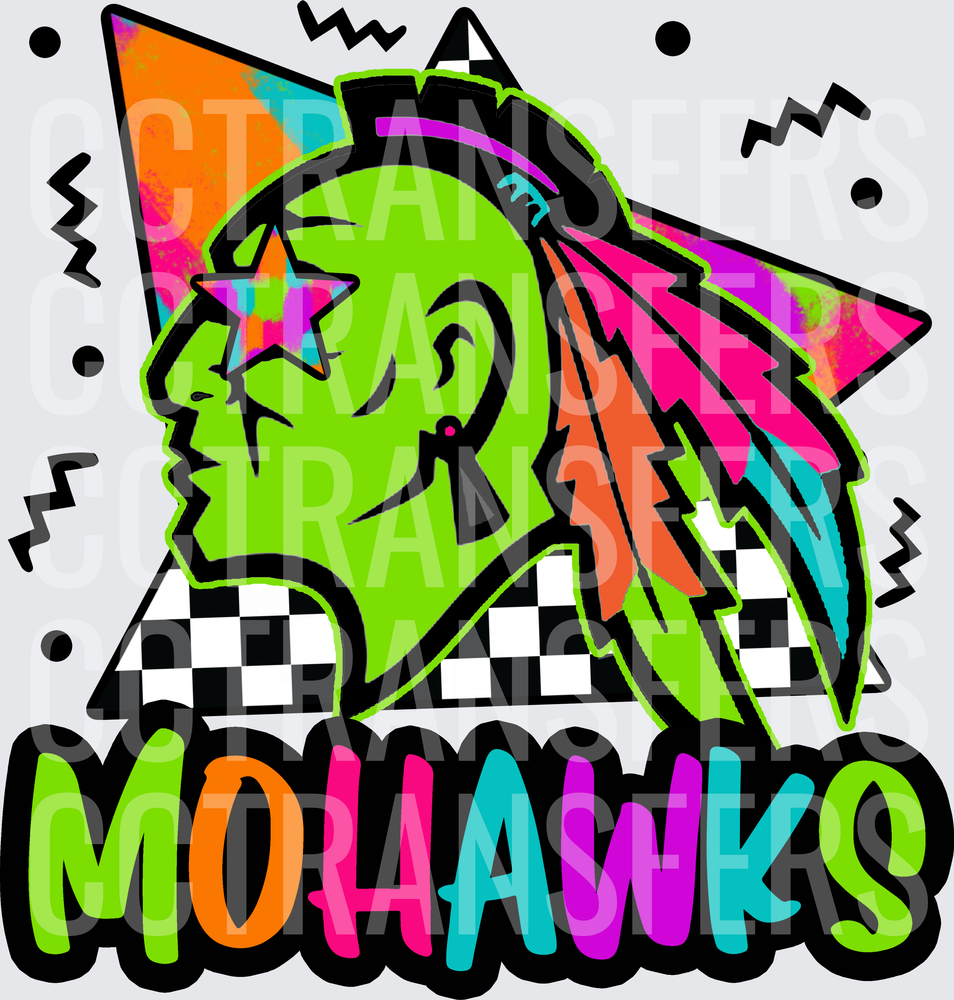 Neon Mohawks Warrior Profile Star Shades Retro 80s (DTF)