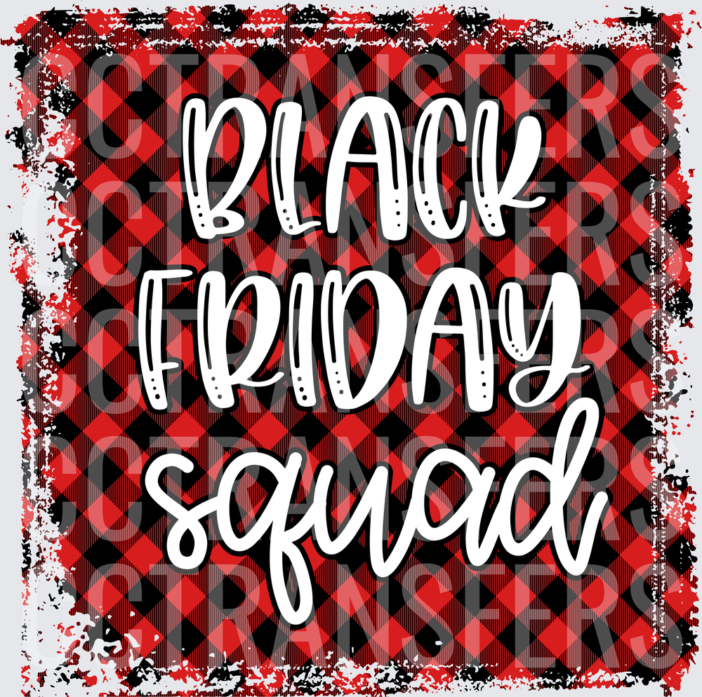 Black Friday Squad Red Buffalo Plaid Grunge (DTF)