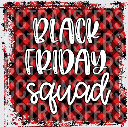 Black Friday Squad Red Buffalo Plaid Grunge (DTF)