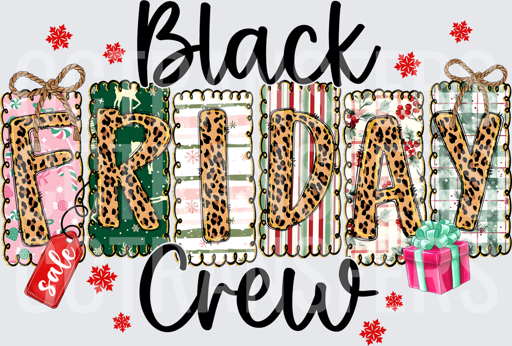 Black Friday Crew Leopard Christmas Plaid Letters (DTF)