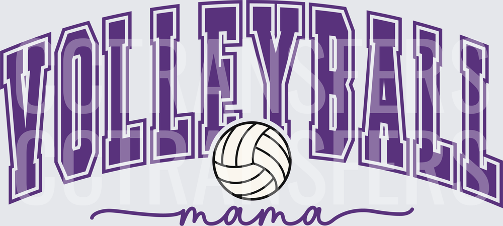 Purple Arched Volleyball Mama Script with Ball (DTF)