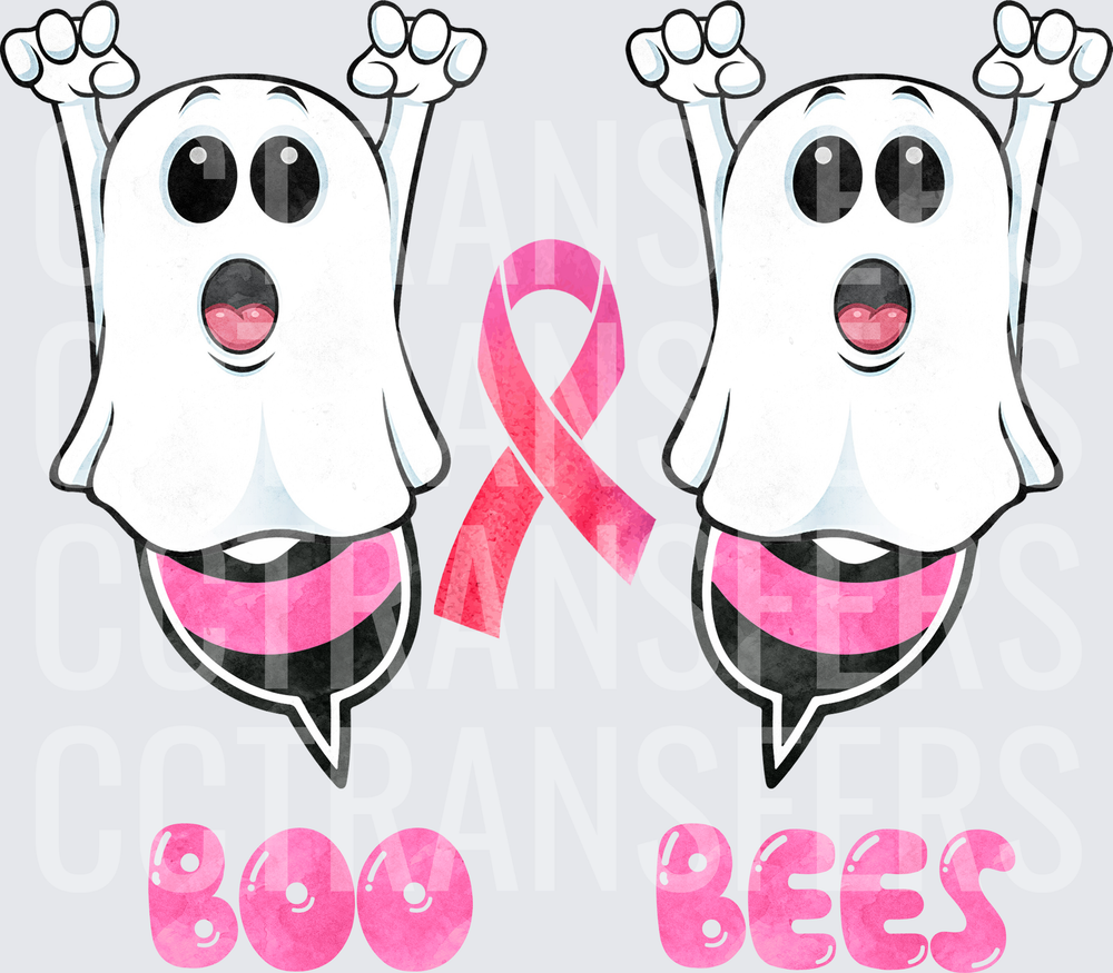 Boo Bees Ghosts Pink Ribbon Breast Cancer Awareness (DTF)