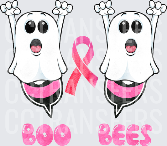 Boo Bees Ghosts Pink Ribbon Breast Cancer Awareness (DTF)