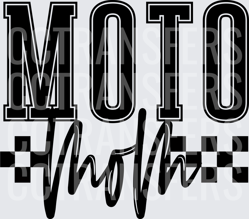 Moto Mom Varsity Checkered Racing Script (DTF)