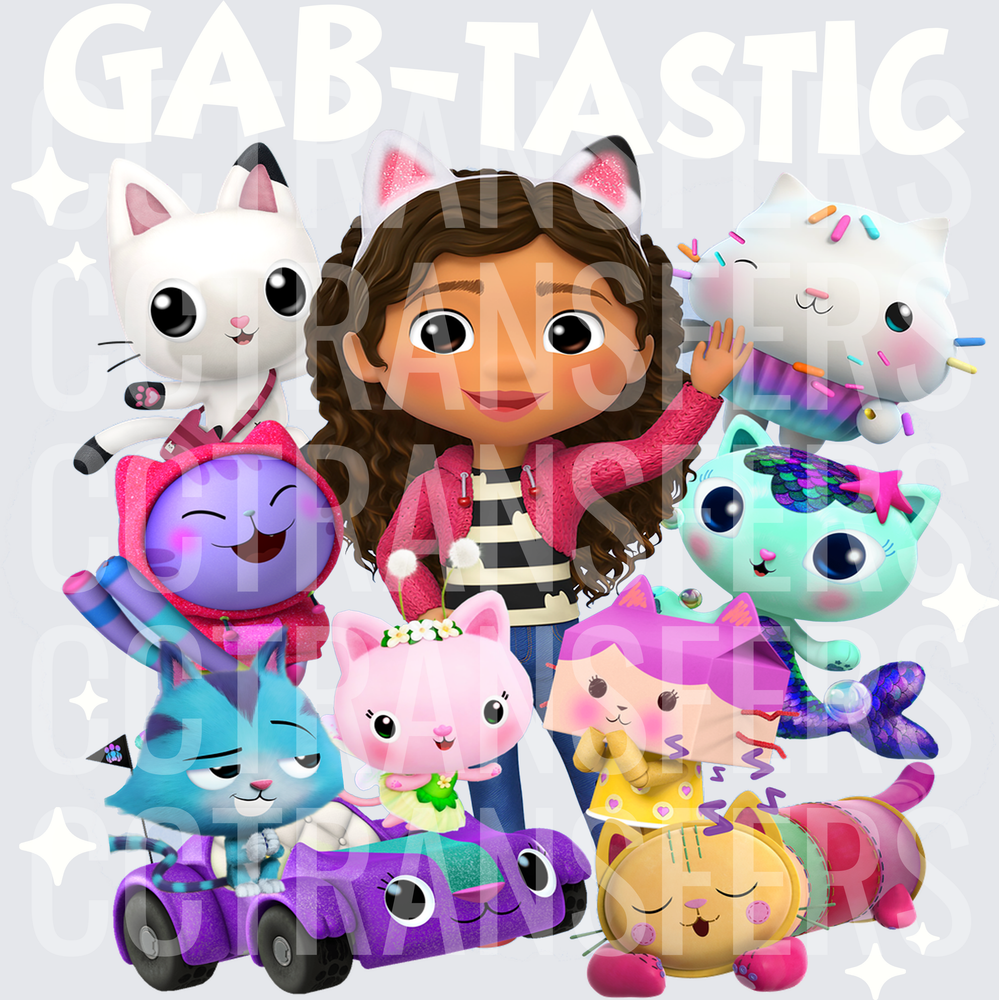 Curly Haired Girl with Cat Ears and Magical Cat Friends (DTF)