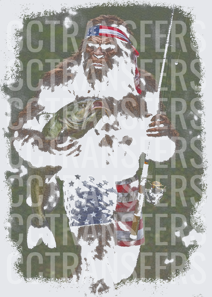 Patriotic Sasquatch Fishing Bass American Flag Bandana (DTF)