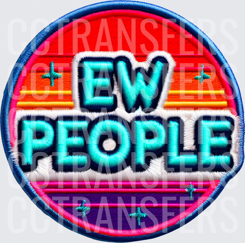 Ew People Retro Rainbow Embroidered Patch Style (DTF)