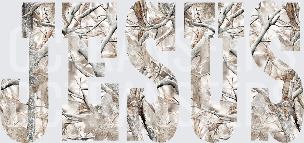 JESUS Winter Snow Camo Bold Text (DTF)