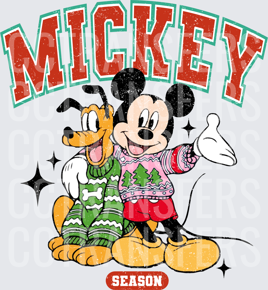 Cartoon Mouse & Dog Christmas Ugly Sweater (DTF)