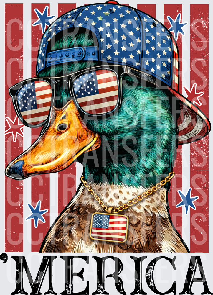 Patriotic Mallard Duck Stars Stripes Cap Sunglasses 'Merica (DTF)
