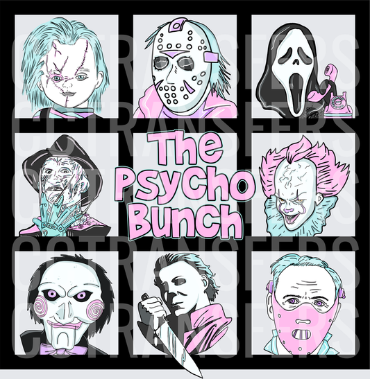 The Psycho Bunch Horror Icons Pastel Grid (DTF)