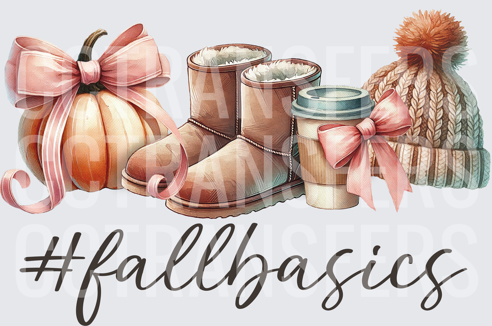 #Fallbasics Pumpkin Boots Coffee Cozy Beanie Pink Bow (DTF)