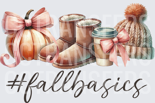 #Fallbasics Pumpkin Boots Coffee Cozy Beanie Pink Bow (DTF)