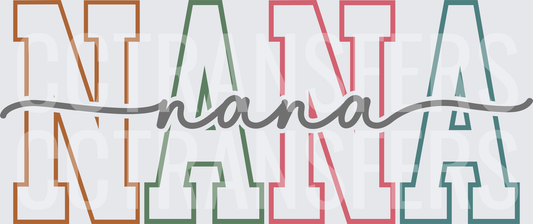 Nana Bold Block Letters Script Overlay Multicolor (DTF)