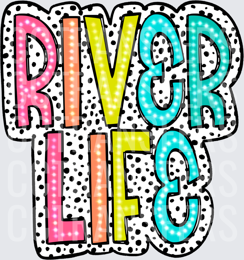 River Life Marquee Lights Dalmatian Dot Bold Letters (DTF)