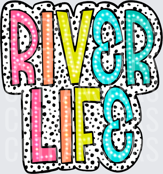 River Life Marquee Lights Dalmatian Dot Bold Letters (DTF)