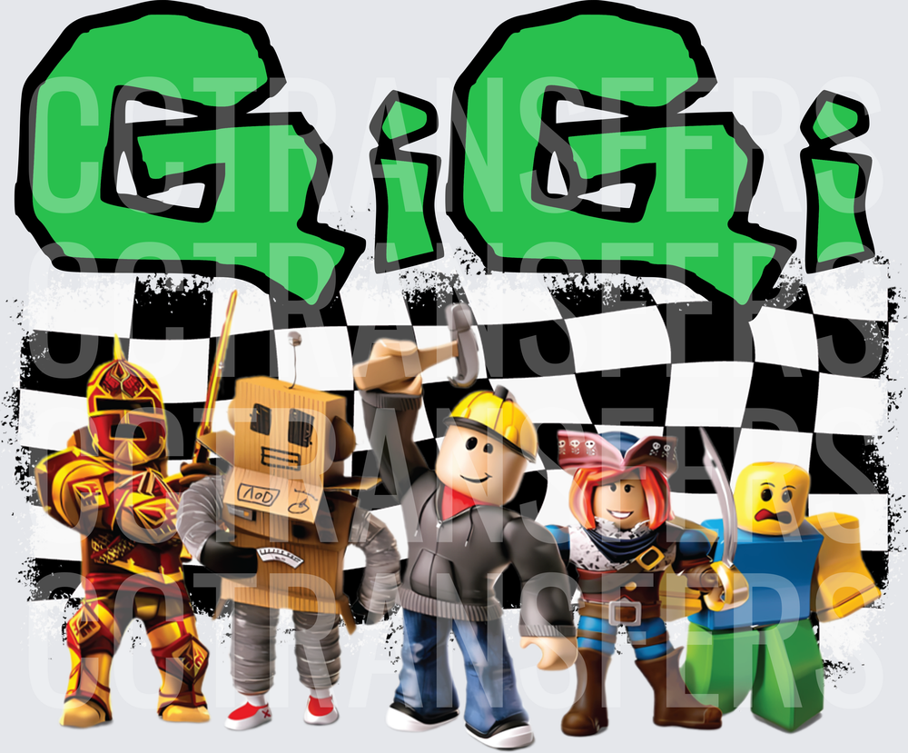 GiGi Blocky Game Characters Checkered Flag Group (DTF)