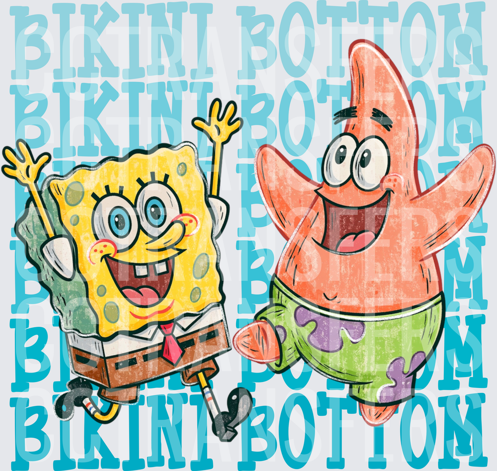 Bikini Bottom Happy Square Sponge & Star Pals (DTF)
