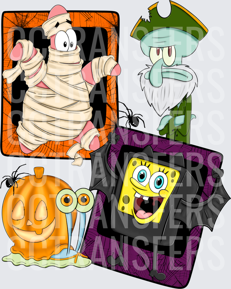 Cartoon Characters Halloween Mummy Pirate Bat Vampire Pumpkin (DTF)